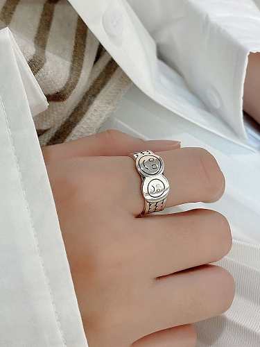 Minimalistischer Smiley-Ring aus 925er Sterlingsilber in freier Größe