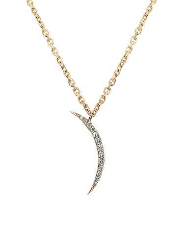 925 Sterling Silver Cubic Zirconia Moon Dainty Necklace