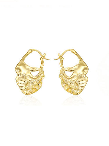 925 Sterling Silver With Gold Plated Punk Irregular Clip On Earrings
