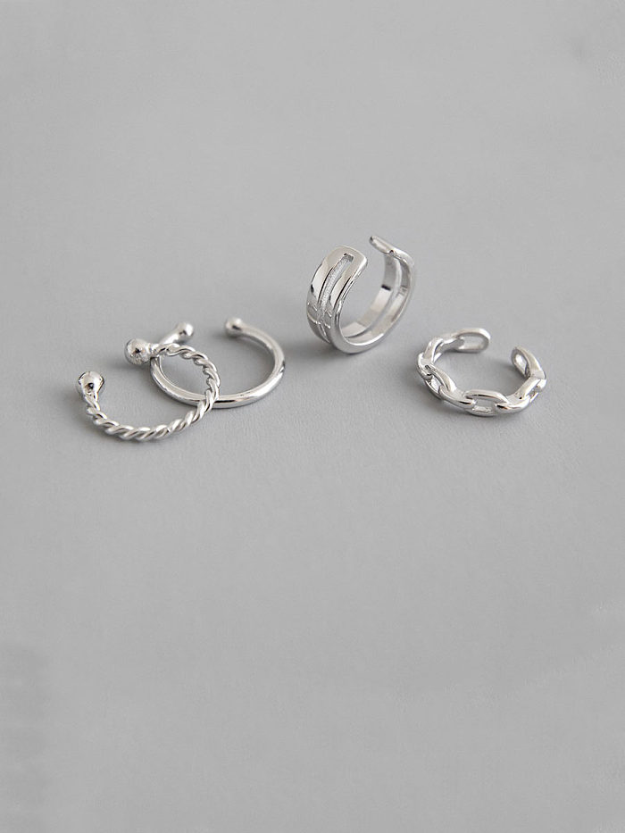925 Sterling Silver With Platinum Plated Simplistic Irregular Clip On Earrings