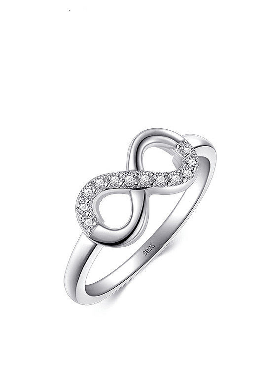 925 Sterling Silver Cubic Zirconia Number 8 Dainty Band Ring