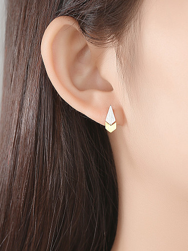 925 Sterling Silver With Glossy Simplistic Two-color plating Water Drop Stud Earrings