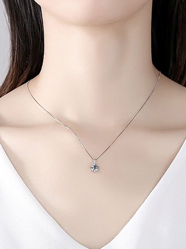 925 Sterling Silber Moissanite geometrische minimalistische Halskette
