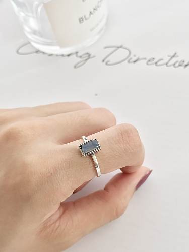 925 Sterling Silver Square Minimalist Spectral stone Solitaire Ring