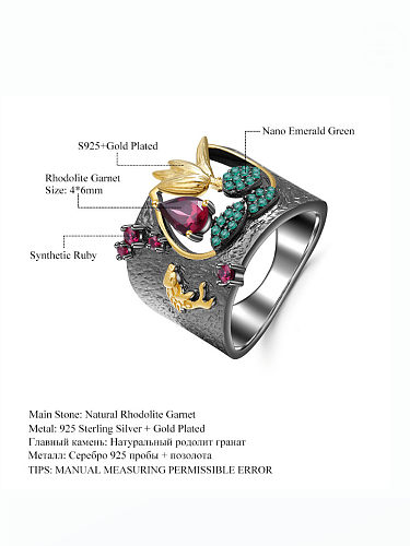 خاتم من الفضة الإسترليني عيار 925 مصنوع من العقيق الوردي الطبيعي