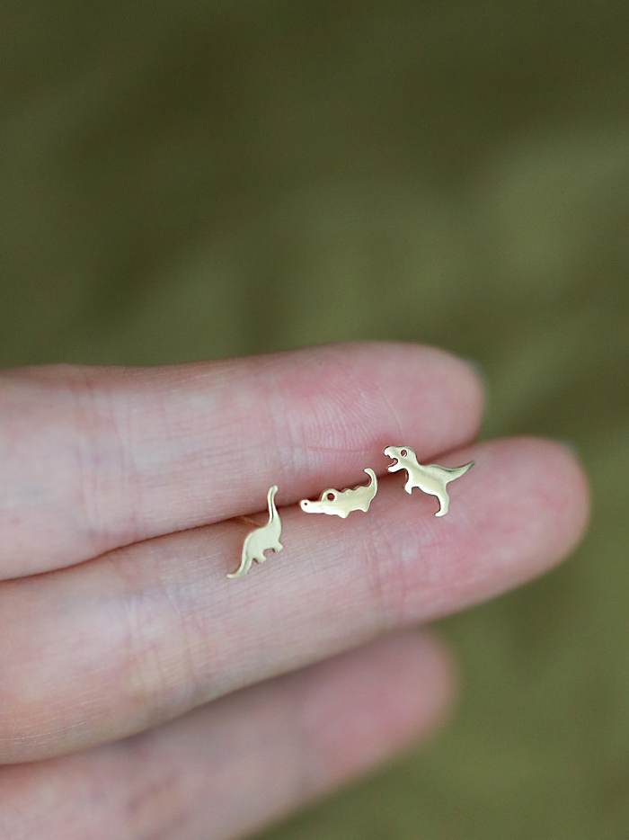 925 Sterling Silver Alligator Tyrannosaurus Minimalist Stud Earring