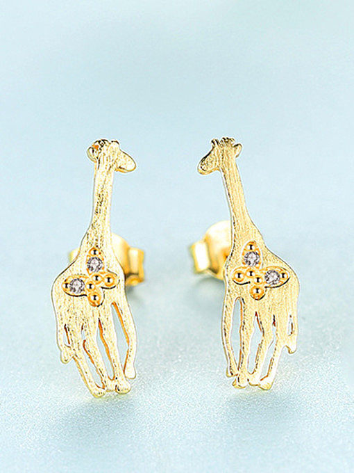 Boucles d'oreilles en argent sterling 925 avec oxyde de zirconium mignon animal girafe