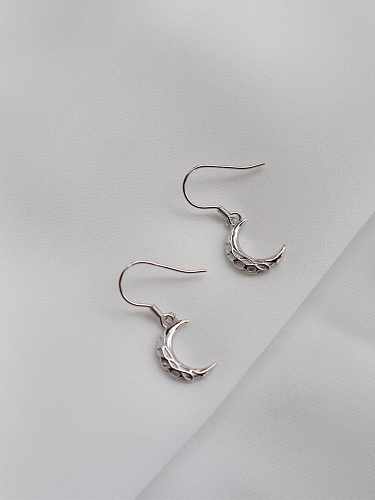 925 Sterling Silver Small Moon Minimalist Hook Earring