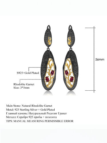 Boucles d'oreilles goutte vintage géométrique en pierre naturelle en argent sterling 925