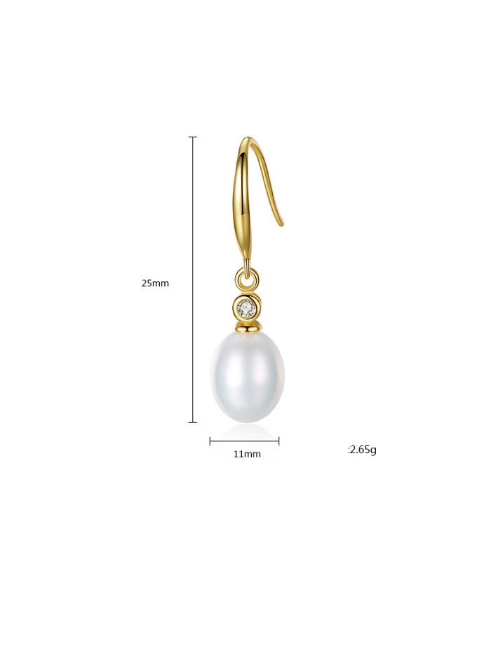 Aretes de oro con perlas de agua dulce de 8-9 mm en plata esterlina