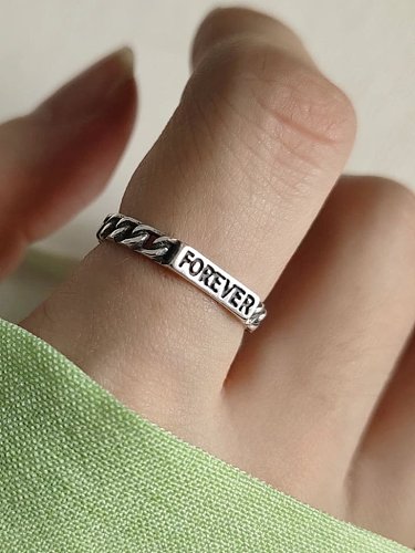 925 Sterling Silver Minimalist Retro Letter Free Size Ring