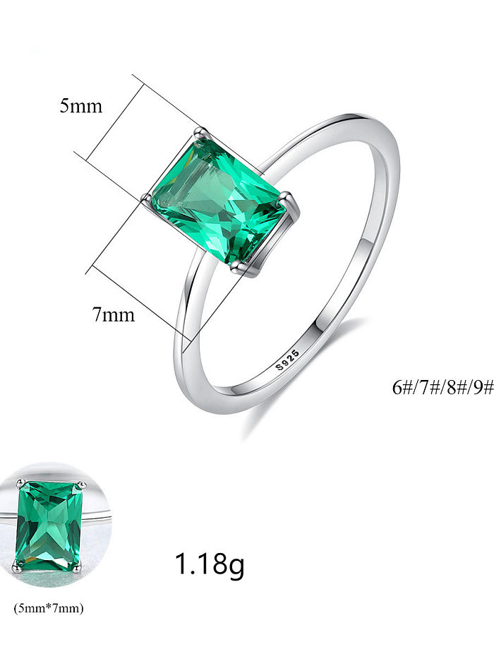 925 Sterling Silver Square Cubic Zirconia Minimalist Band Ring