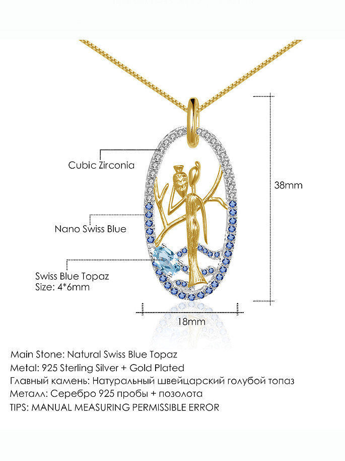 Unregelmäßige Luxus-Halskette aus 925er Sterlingsilber, natürliche Farbe, Schatztopas