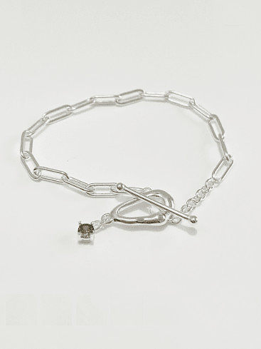 Geometrisches, minimalistisches Hohlkettenglied-Armband aus 925er Sterlingsilber