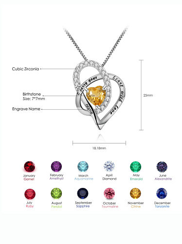 Collier pendentif coeur minimaliste en argent sterling 925 avec pierre de naissance