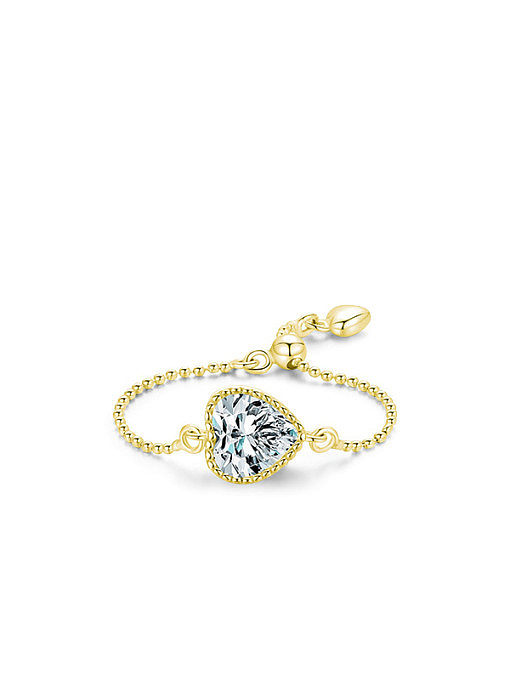 925 Sterling Silver Cubic Zirconia Heart Classic Band Ring