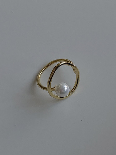 Anéis de prata esterlina 925 folheados a ouro de tamanho livre geométrico simplista