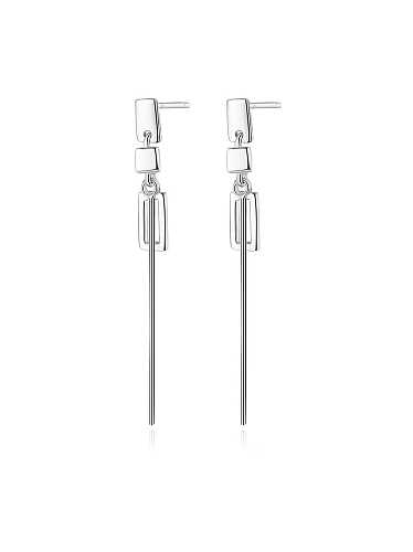 Glatter geometrischer minimalistischer Einfädler-Ohrring aus 925er Sterlingsilber