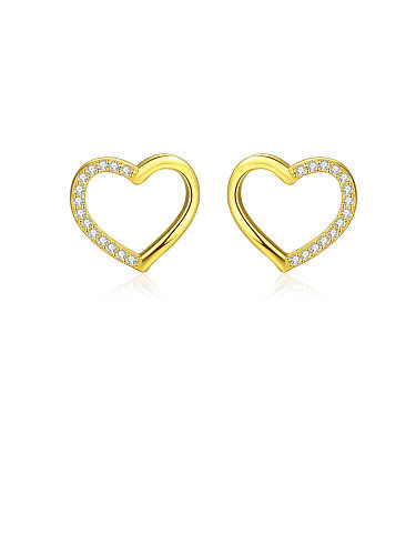 Boucles d'oreilles coeur simplistes en argent sterling 925 avec zircone cubique