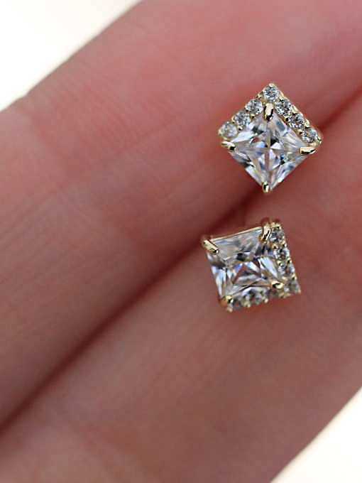 925 Sterling Silver Cubic Zirconia Square Trend Stud Earring