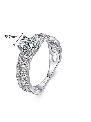 Bague classique géométrique en argent sterling 925 avec zircone cubique