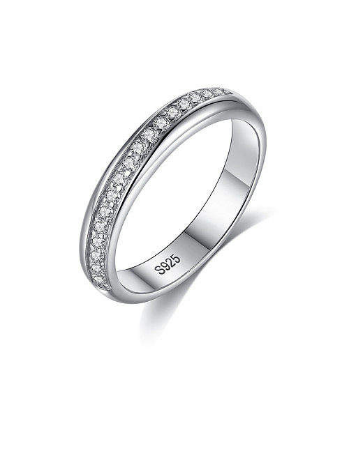 925 Sterling Silver With Platinum Plated Simplistic Round Band Rings