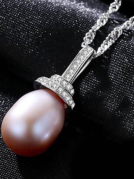 Collier pendentif perle d'eau douce rose en argent sterling 925