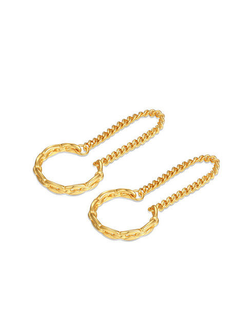 925 Sterling Silver Hollow Tassel Vintage Huggie Earring (Single)