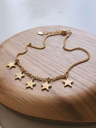 Bracelet de cheville minimaliste étoile en argent sterling 925