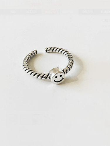 خاتم من الفضة الإسترليني بتصميم عتيق ومقاس مجاني للابتسامة