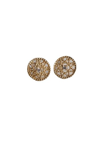 925 Sterling Silver Cubic Zirconia Round Vintage Stud Earring