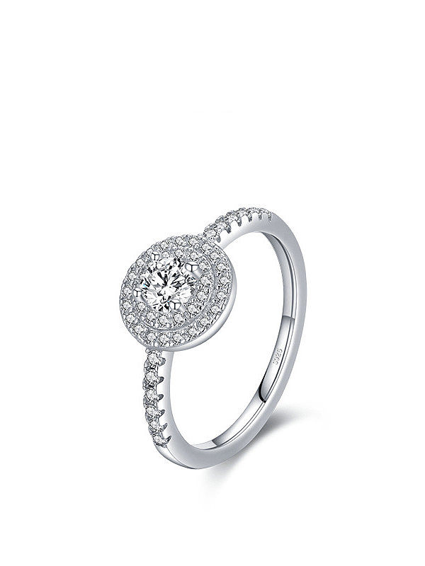 925 Sterling Silver Cubic Zirconia Round Classic Band Ring
