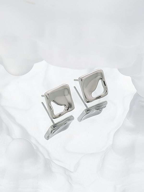 925 Sterling Silver Smotth Square Minimalist Stud Earring