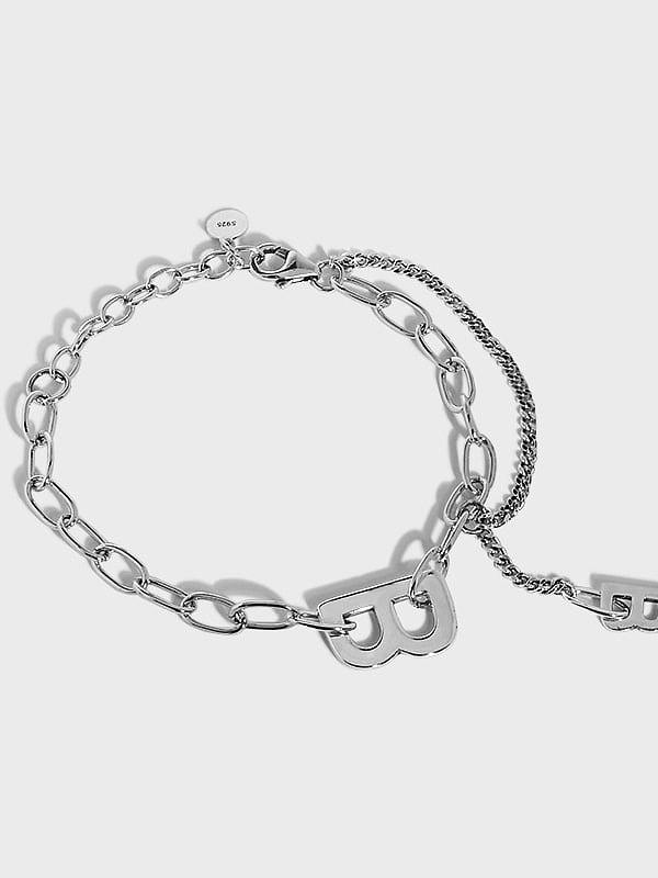 925 Sterling Silver Irregular Vintage Hollow Chain Link Bracelet