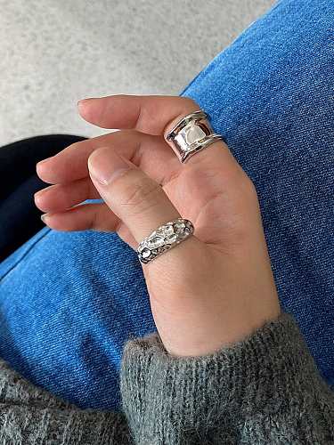 925 Sterling Silver Irregular Minimalist Wide Profile Free Size Ring