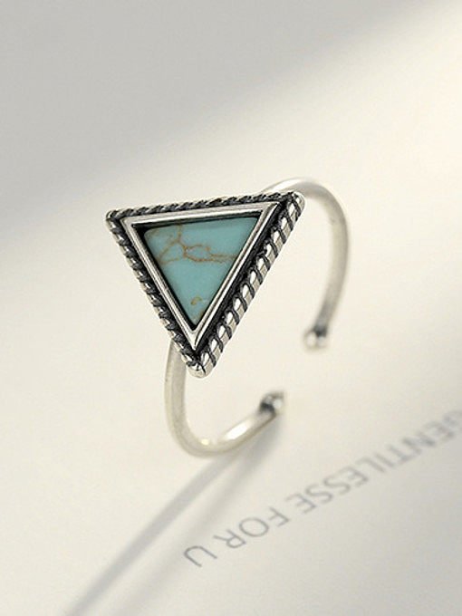 925 Sterling Silver With Platinum Plated Simplistic Triangle Free Size Rings