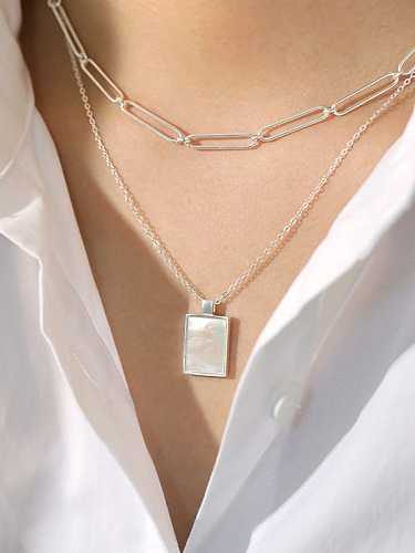 925 Sterling Silver Shell Minimalist Geometric Pendant Necklace