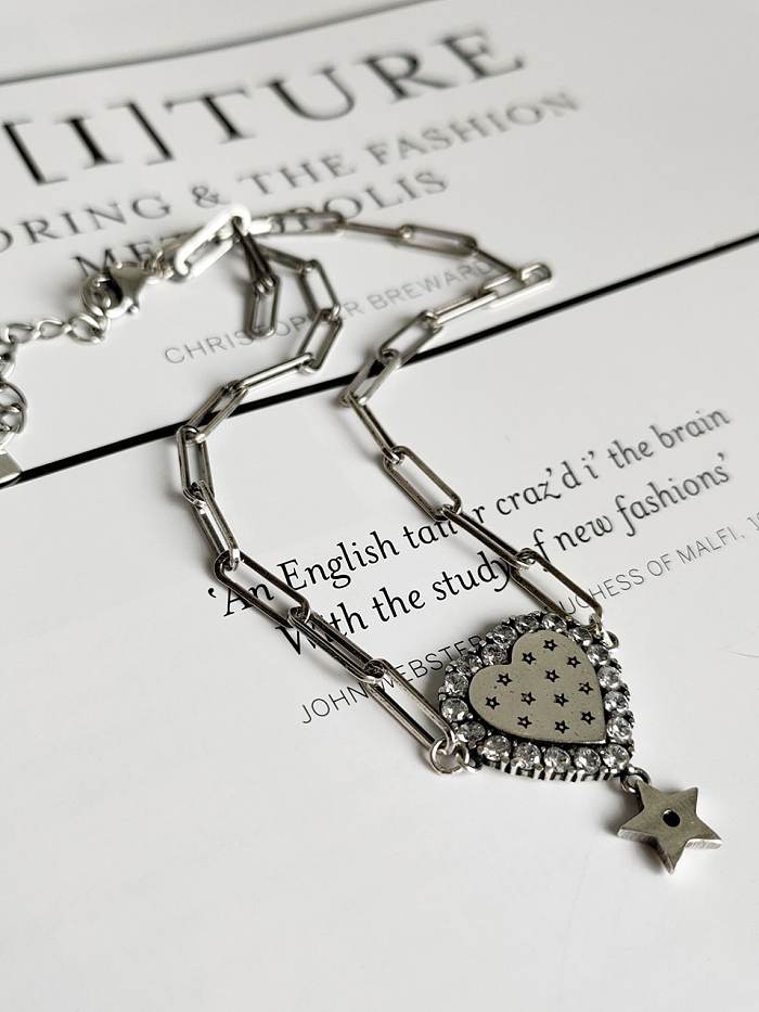 925 Sterling Silber Antike Halskette mit Herzanhänger