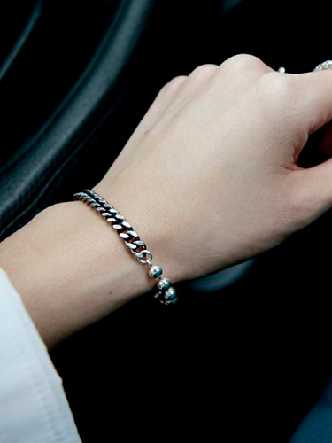 Bracelet Argent Chaîne Petites Perles Personnalisé