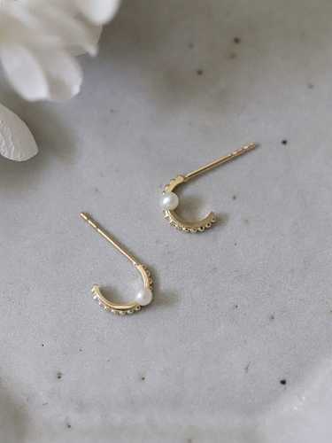 Boucles d'oreilles géométriques en argent sterling 925 avec perle d'imitation