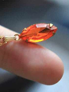 925 Sterling Silver Crystal Orange Water Drop Dainty Necklace