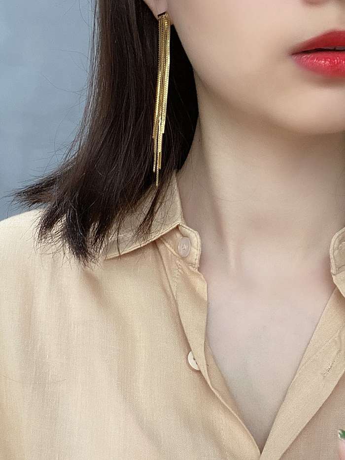 925 Sterling Silver Tassel Minimalist Threader Earring
