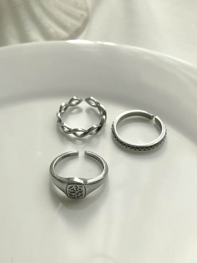 925 Sterling Silver Geometric Vintage Free Size Midi Ring