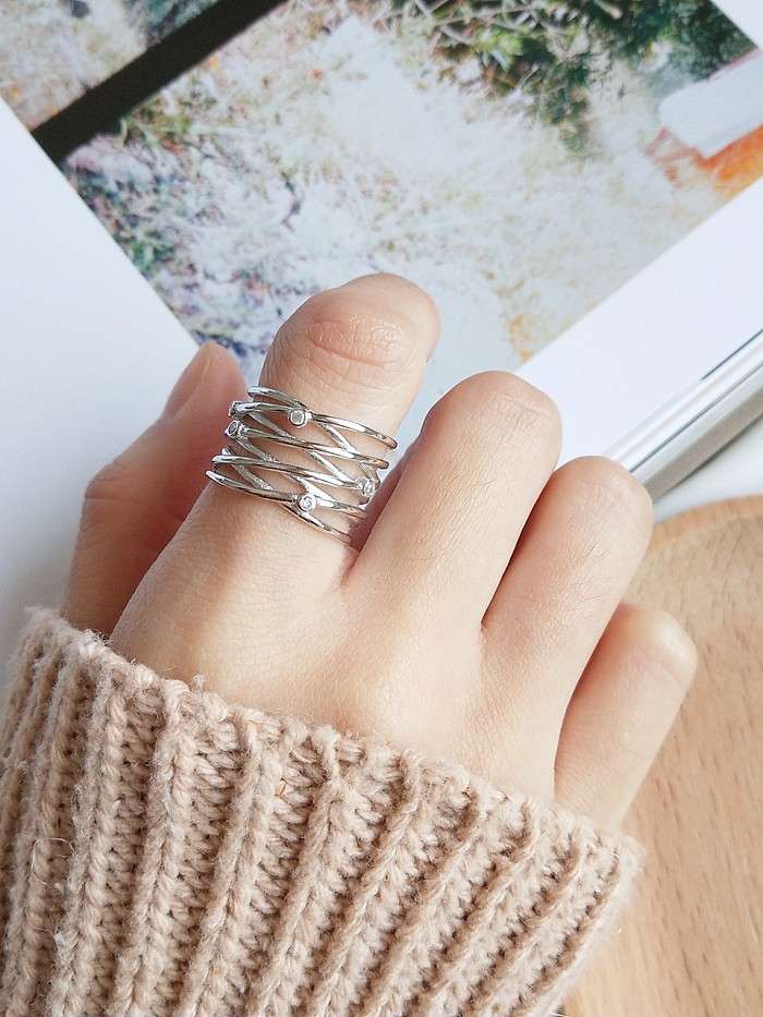 Sterling silver cross line free size ring