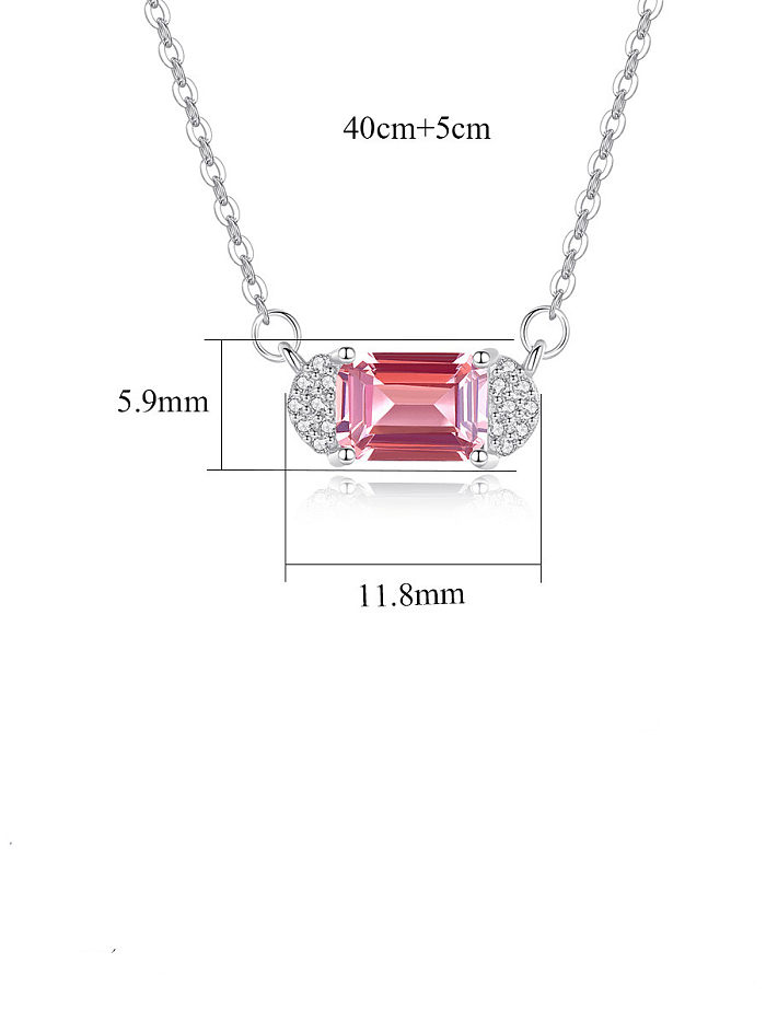 925 Sterling Silver Cubic Zirconia Geometric Dainty Pendnat Necklace