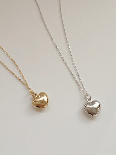 Collier argent pur coeur pêche