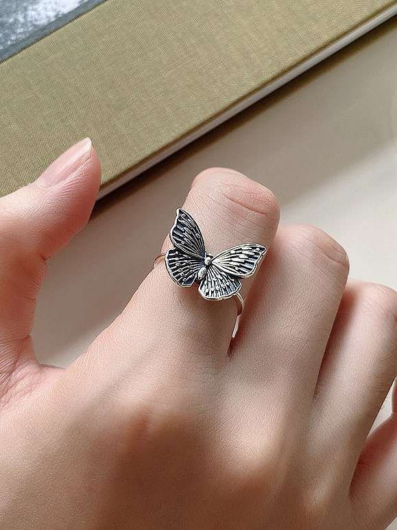 925 Sterling Silver Butterfly Vintage Band Ring