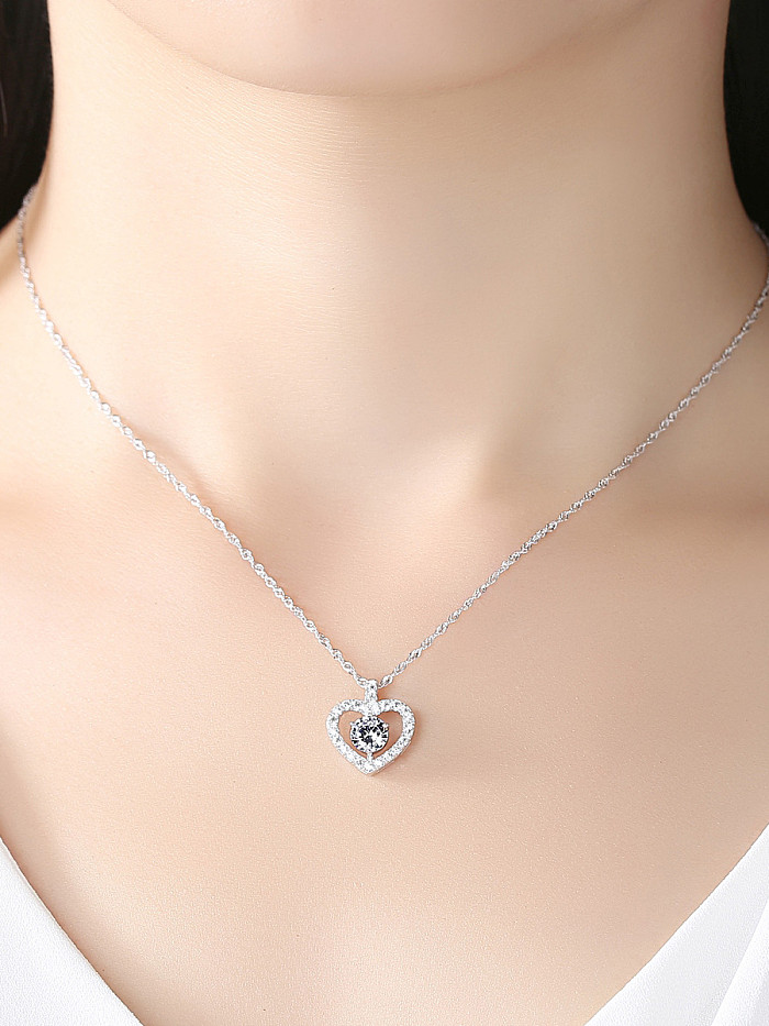 Sterling silver exquisite versatile love zircon necklace