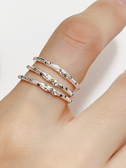 925 Sterling Silver Rhinestone Round Minimalist Band Ring