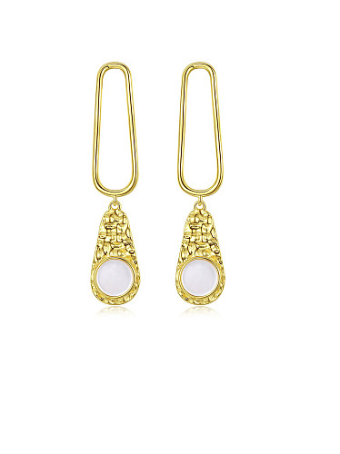 925 Sterling Silver With Gold Plated Personality Water Drop Drop Earrings